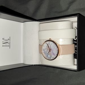 I.N.C. Women's Pink & White Interchangeable Strap Watch Set